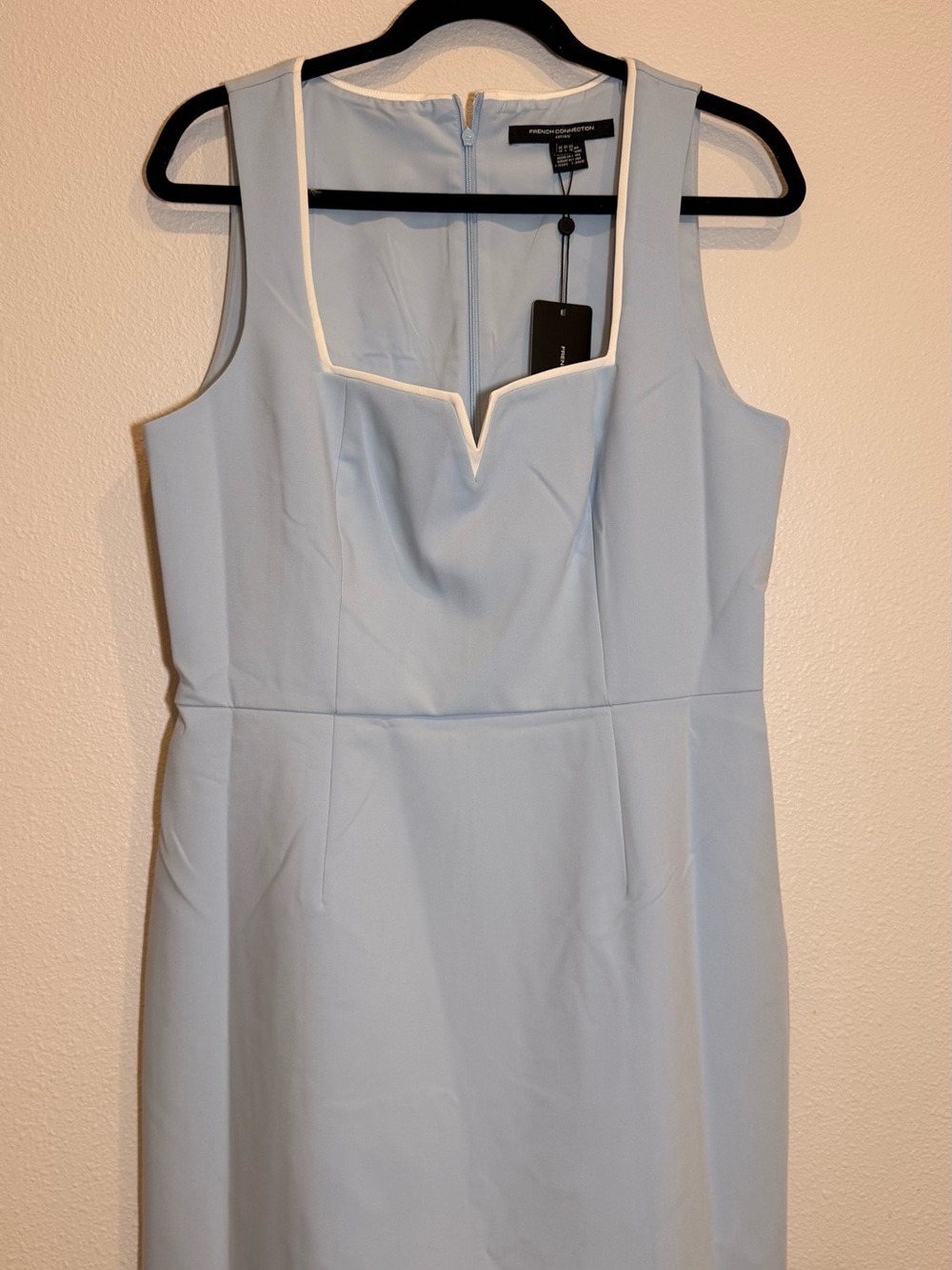 French Connection Light Blue Sheath Dress with White Trim